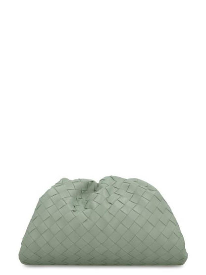 Luxury Bottega Veneta Intrecciato Small Leather Pouch Bag Mint