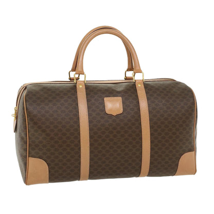Luxury CELINE Macadam Canvas Boston Bag PVC Leather Brown  43232