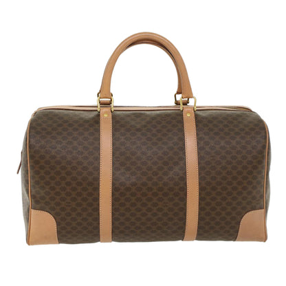 Luxury CELINE Macadam Canvas Boston Bag PVC Leather Brown  43232