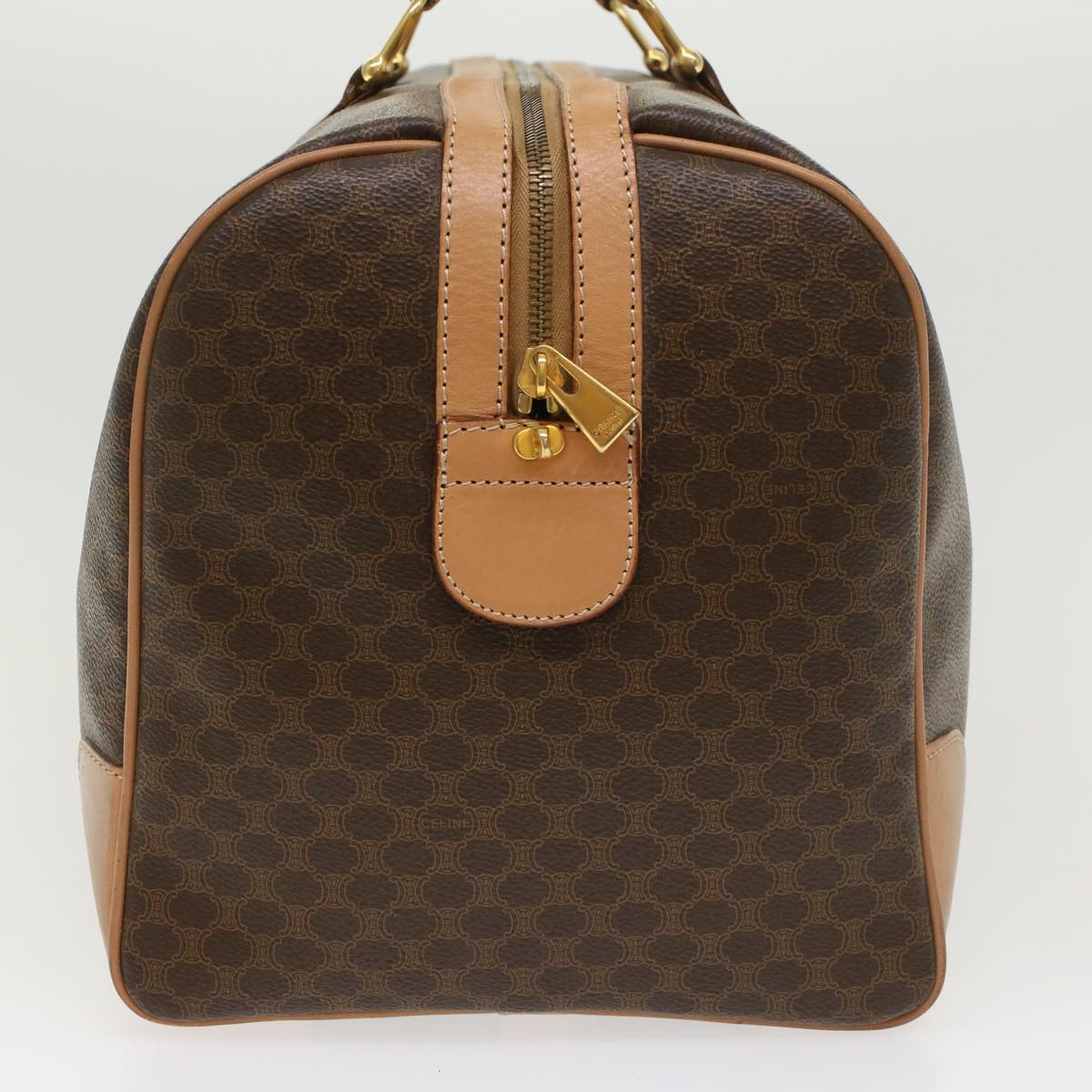 Luxury CELINE Macadam Canvas Boston Bag PVC Leather Brown  43232