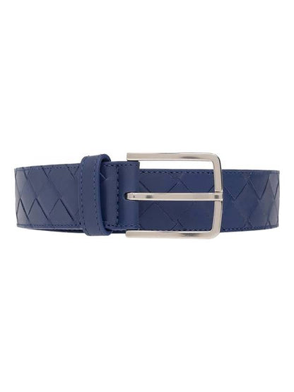 Luxury Bottega Veneta Intrecciato Leather Belt Blue