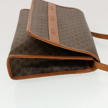 Luxury CELINE Macadam Canvas Shoulder Bag PVC Leather Brown  43566