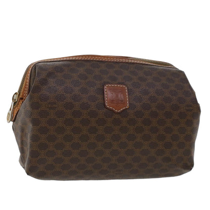 Luxury CELINE Macadam Canvas Pouch PVC Leather Brown  43800
