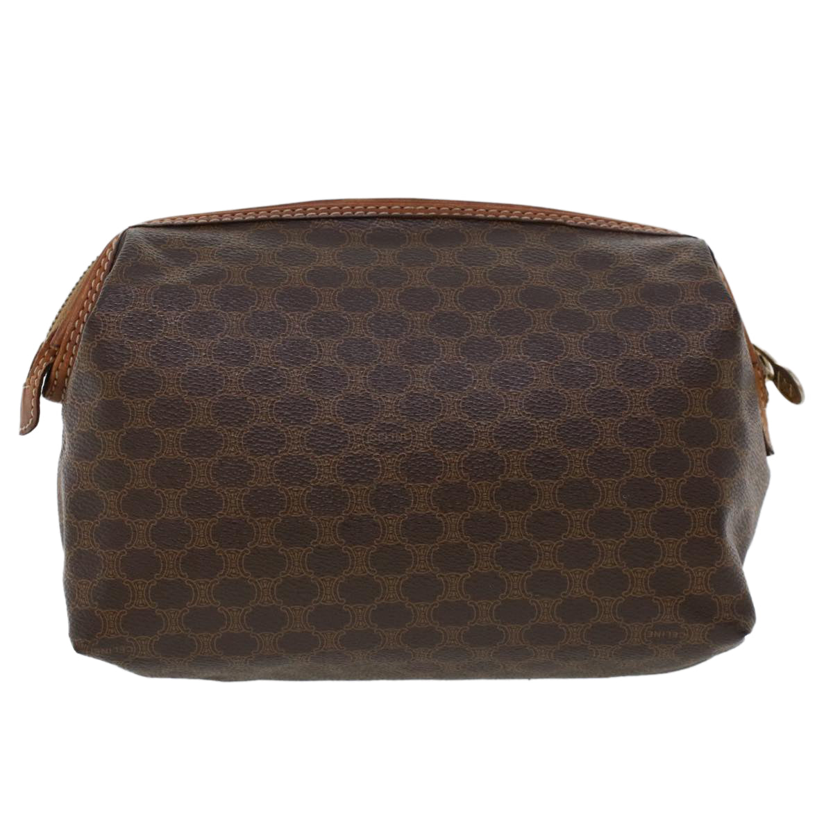 Luxury CELINE Macadam Canvas Pouch PVC Leather Brown  43800