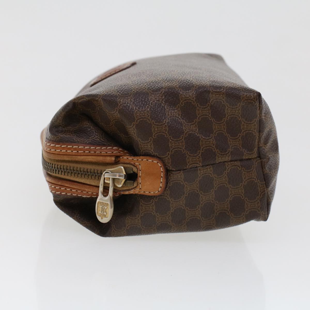 Luxury CELINE Macadam Canvas Pouch PVC Leather Brown  43800