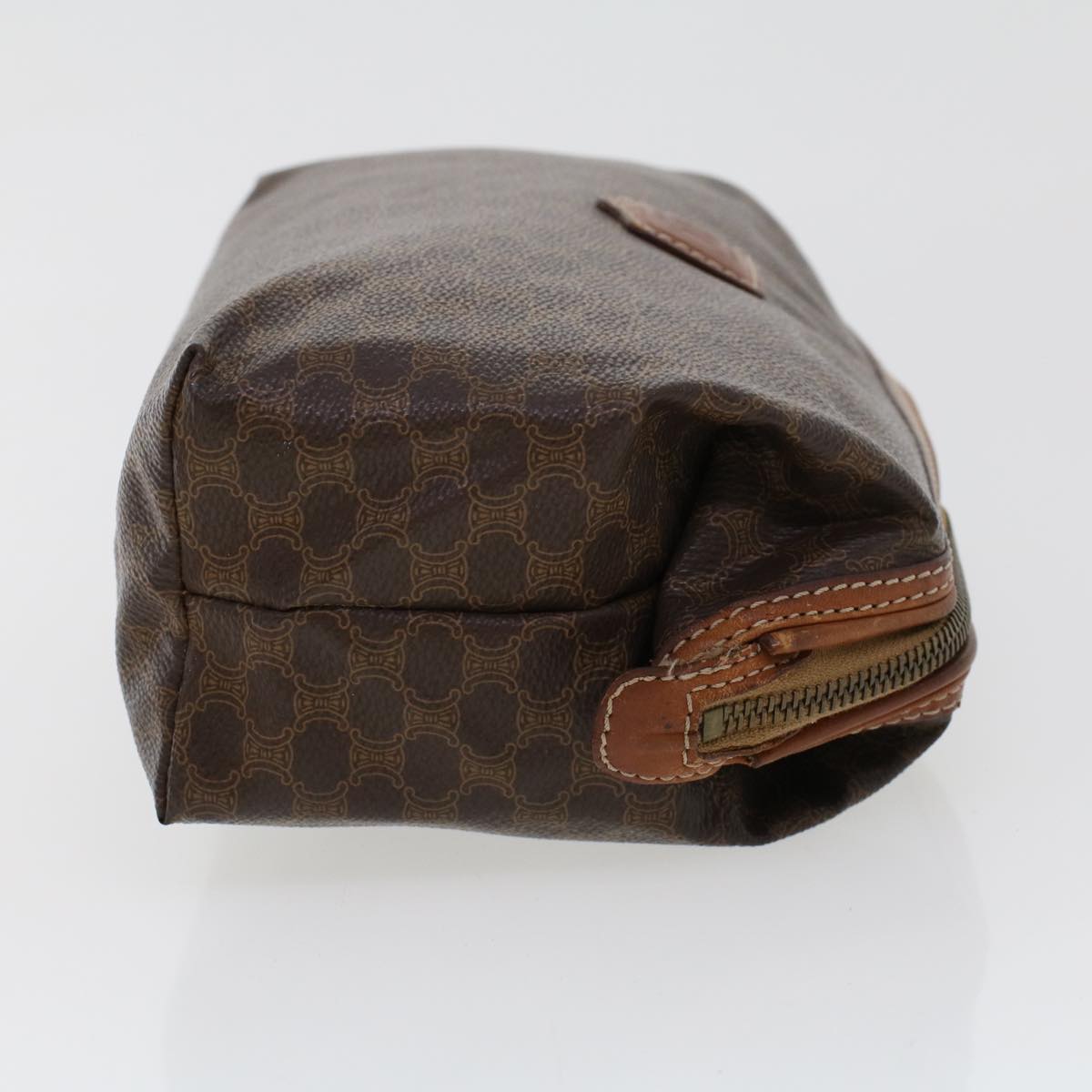 Luxury CELINE Macadam Canvas Pouch PVC Leather Brown  43800
