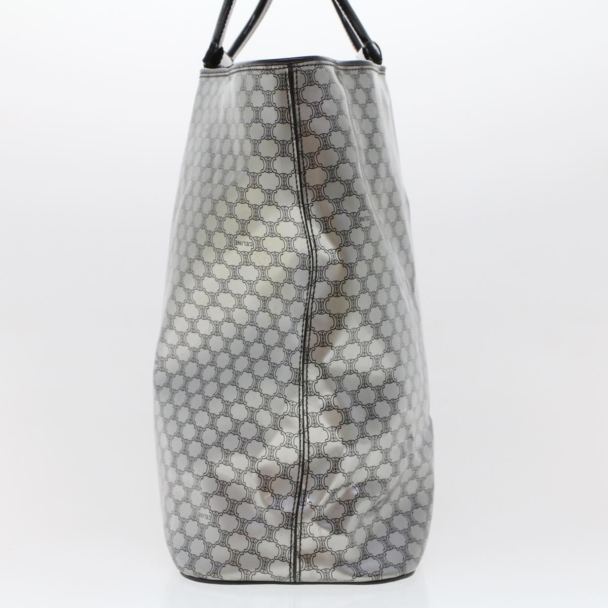 Luxury CELINE Macadam Canvas Hand Bag Enamel Silver  43874