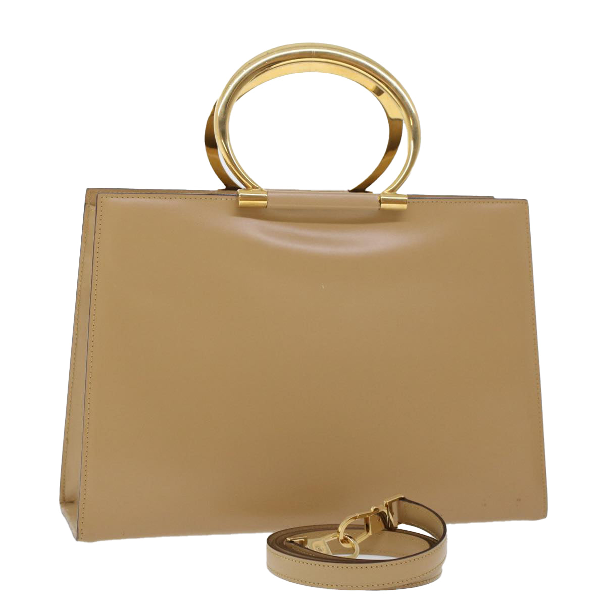 Luxury CELINE Hand Bag Leather 2way Beige  43929