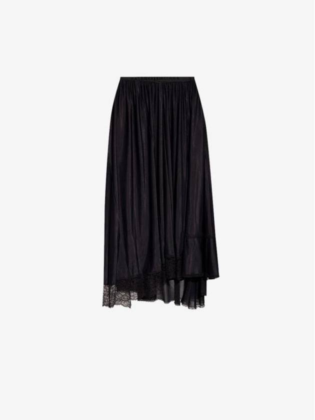 Luxury Balenciaga Trending 2025 Lace Trimmed A-Line Skirt Black