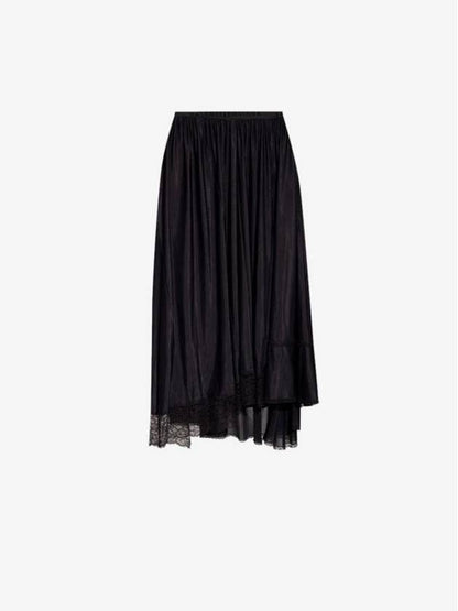 Luxury Balenciaga Trending 2025 Lace Trimmed A-Line Skirt Black