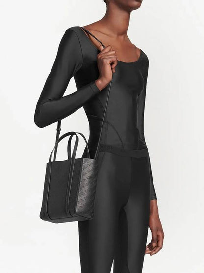 Luxury Balenciaga Trending 2025 Everyday All Over Logo Leather Tote Back Black