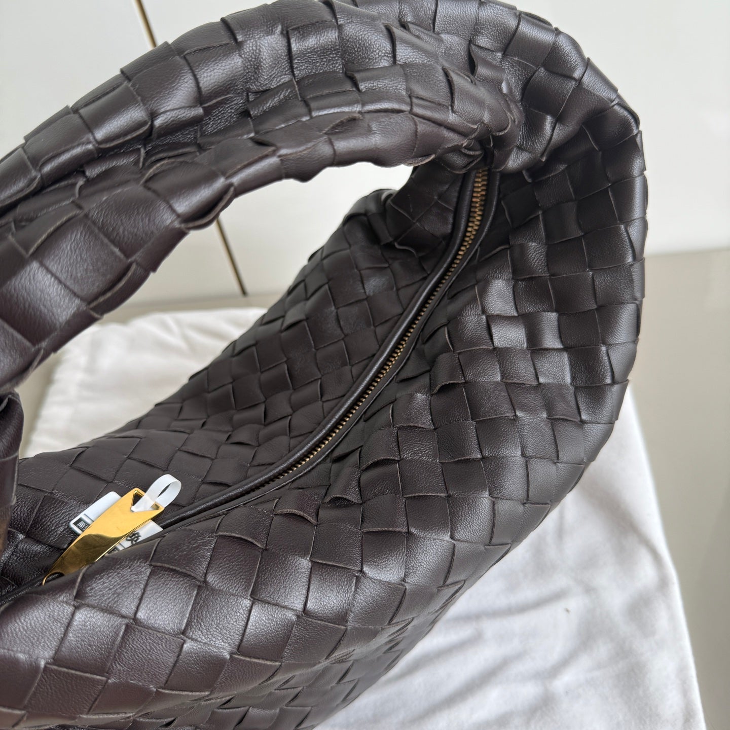 Bottega Veneta Teen Jodie Fondant Dark Chocolate Brown Leather