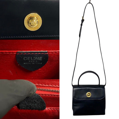 CELINE Shoulder Bag leather black Star ball Women