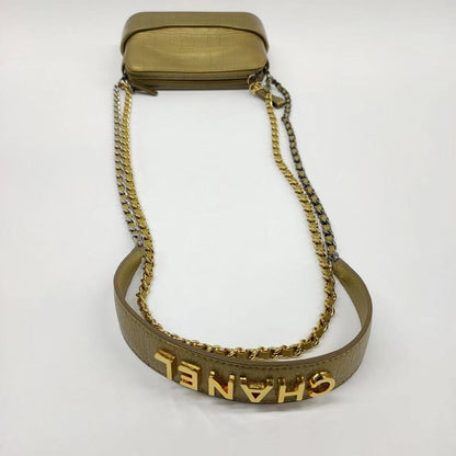 Chanel Gabrielle Mini Gold Crocodile Embossed Calfskin Leather Crossbody Bag