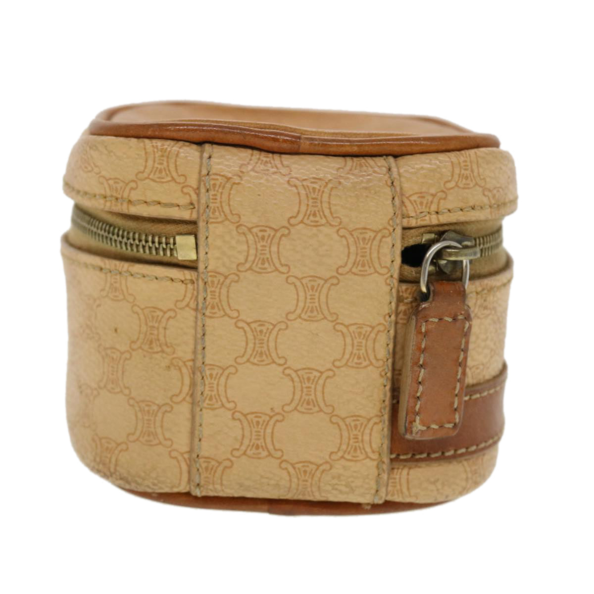Luxury CELINE Macadam Canvas Pouch PVC Leather Beige  44512