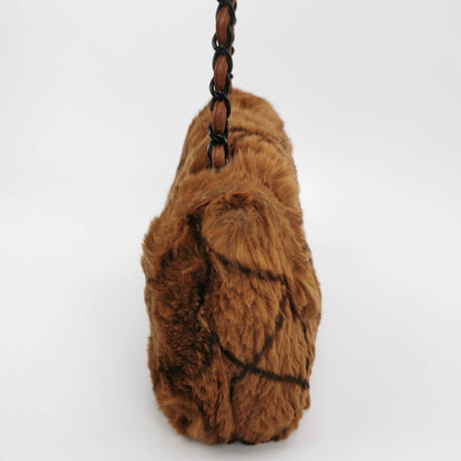 Chanel 2002 Brown Lapan Rabbit Fur Vintage Flap Bag