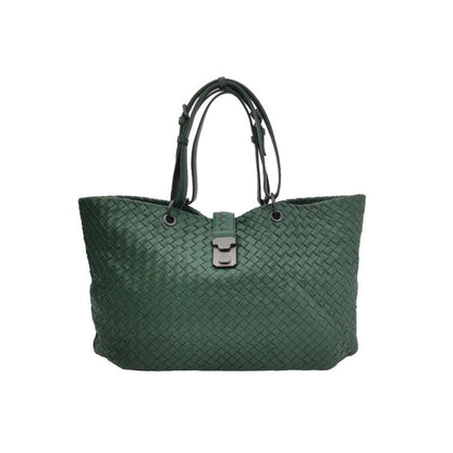 Bottega Veneta Roma Tote Intrecciato Lambskin Leather Dark Green 40cm
