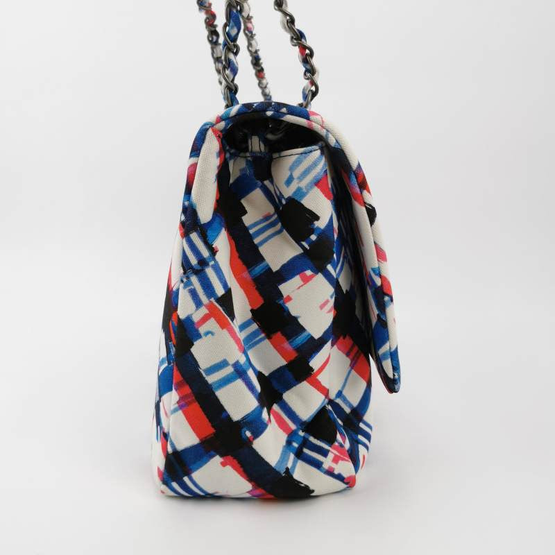 Chanel Airline XXL Artsy Printed Canvas Single Flap Double Chain Bag Multicolor