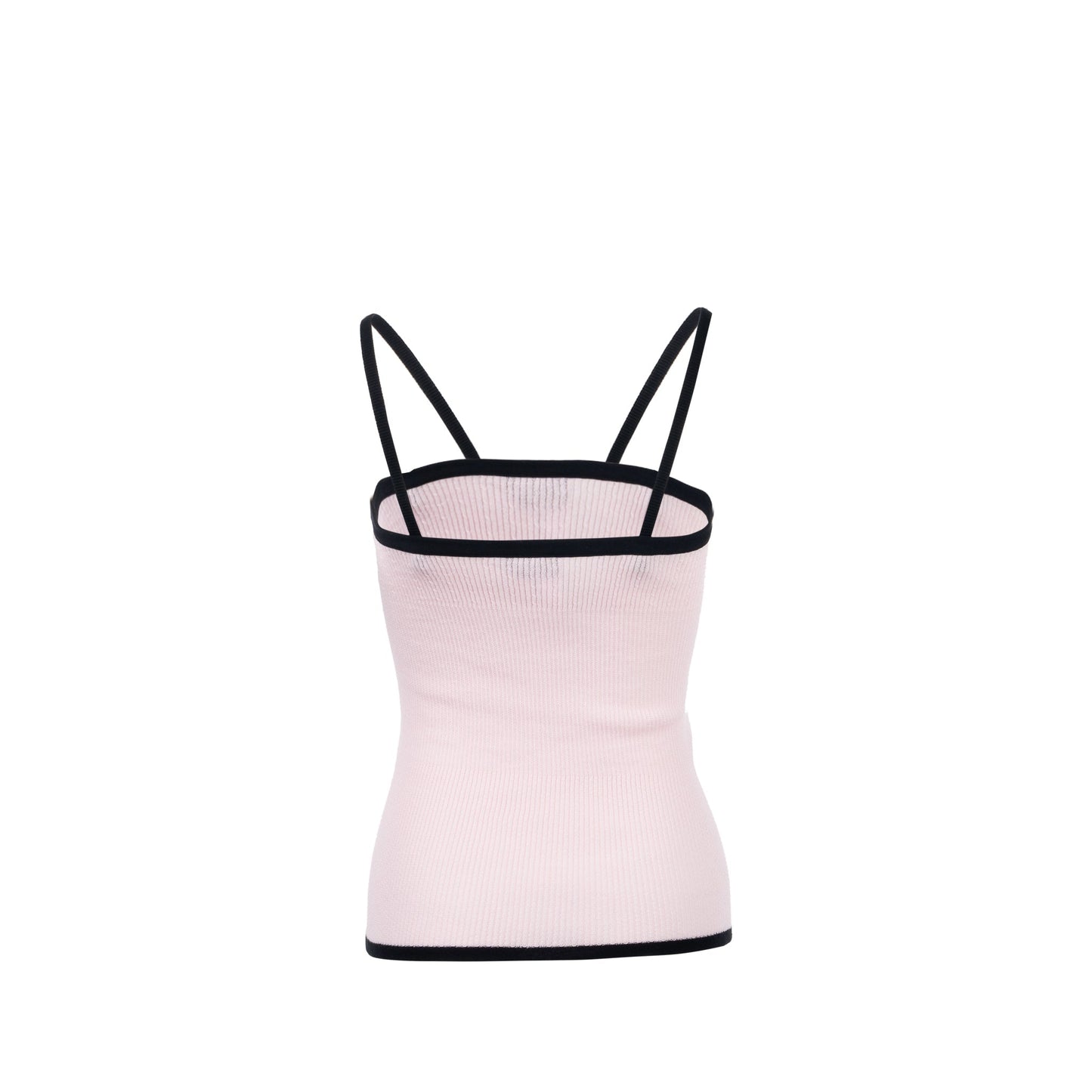 Chanel Size 36 22P CC Crystal Bow Cotton Tank Light Pink/Black