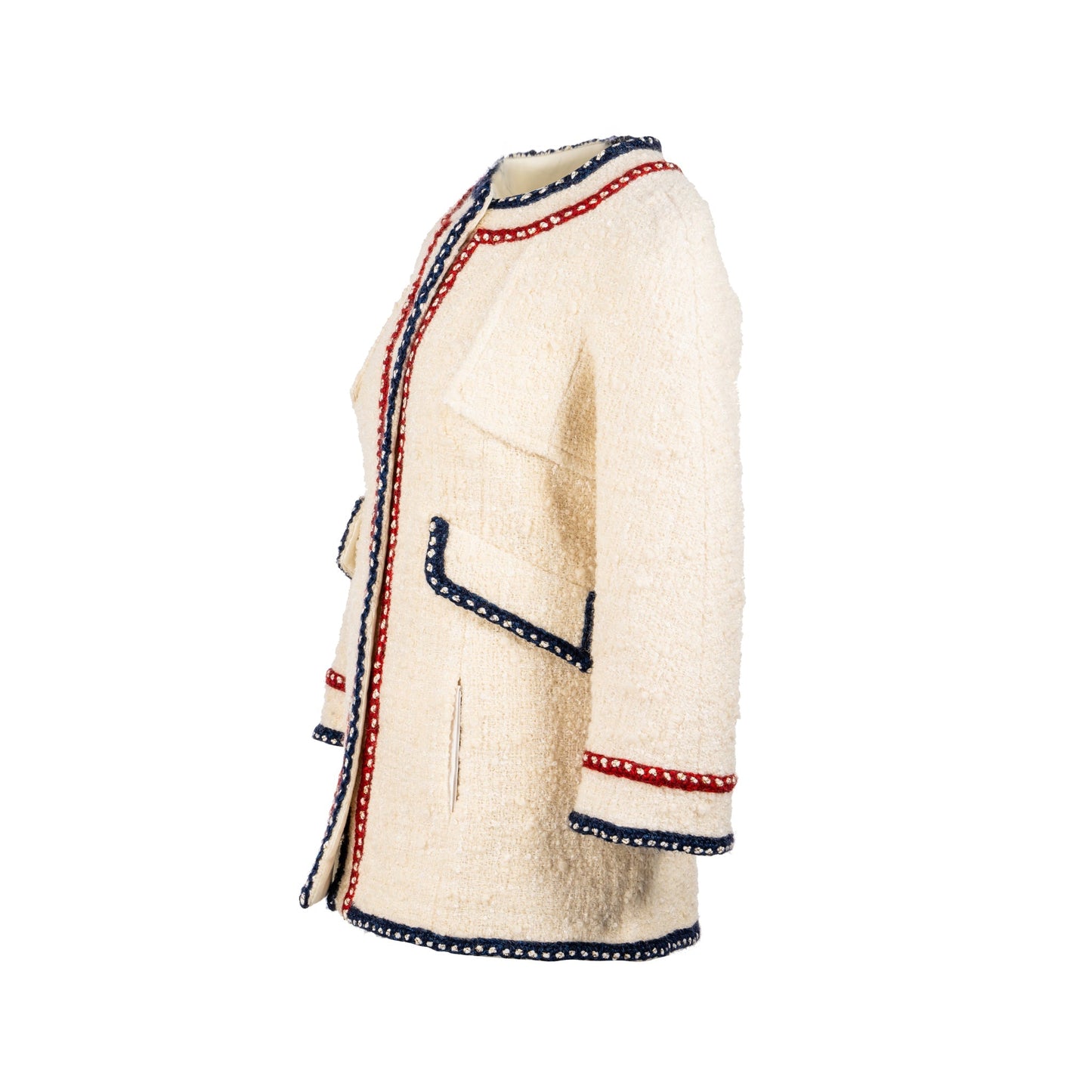 Chanel Size 36 18B Wool/Tweed Jacket Ecru/white