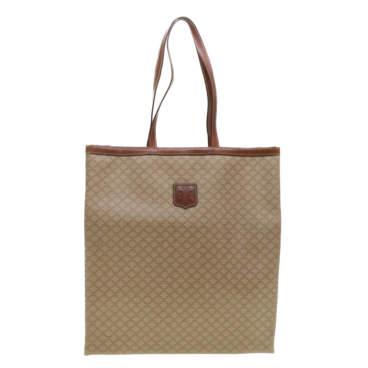 Luxury CELINE Macadam Canvas Shoulder Bag PVC Leather Beige  45023