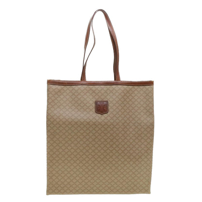 Luxury CELINE Macadam Canvas Shoulder Bag PVC Leather Beige  45023