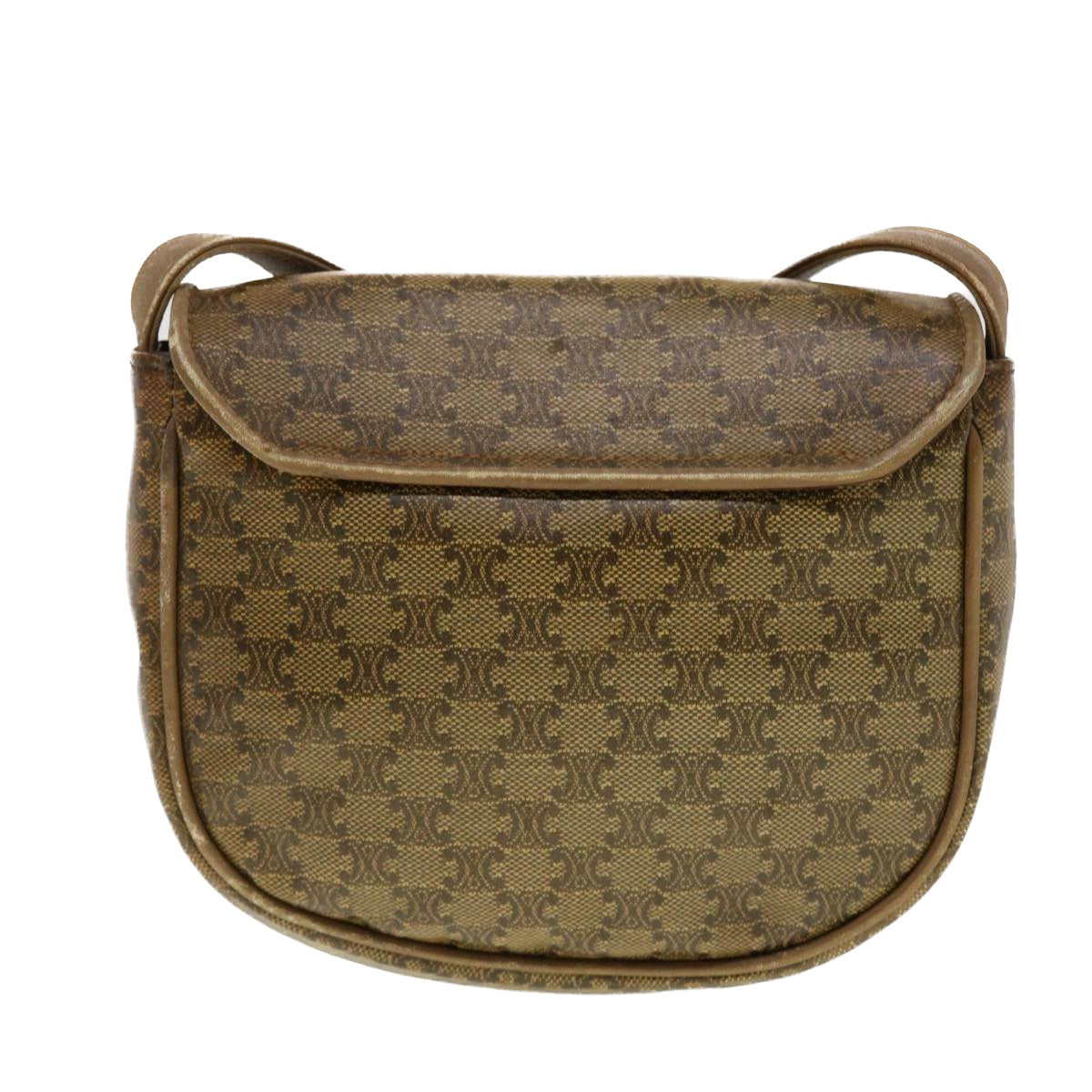 Luxury CELINE Macadam Canvas Shoulder Bag PVC Leather Beige  45076