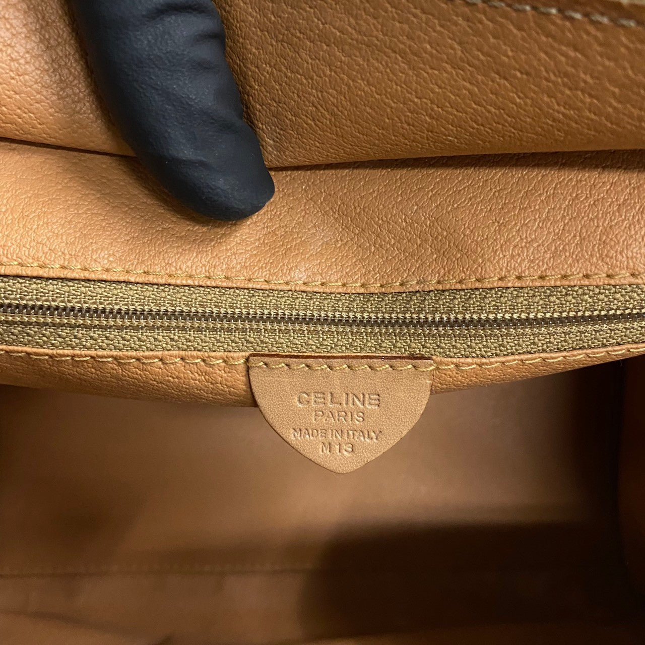 CELINE Handbag Leather, PVC Brown Macadam Blason Triomphe Women(Unisex)