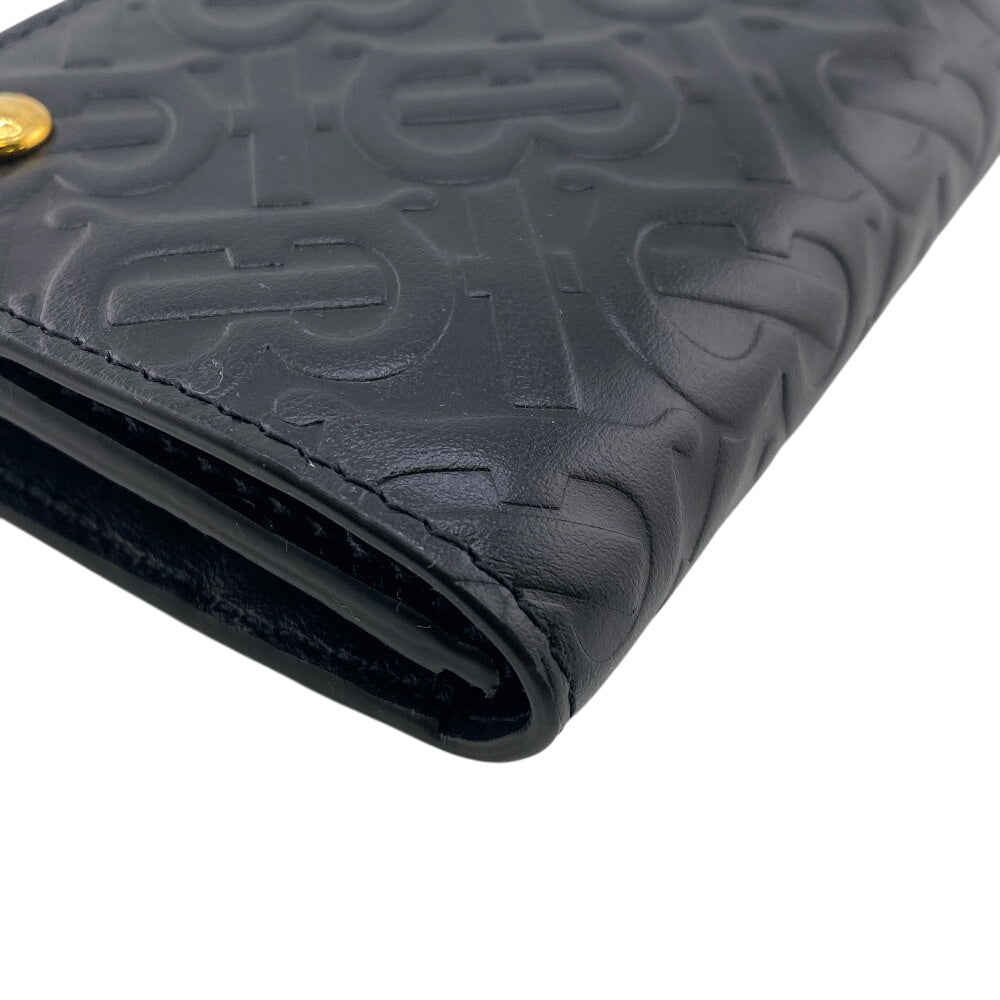 BURBERRY Long Wallet Purse 8011605 leather black HERONMONOGRAM