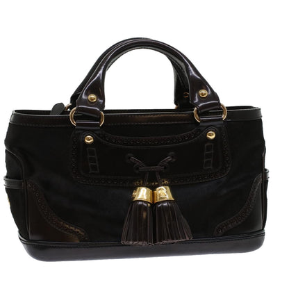 Luxury CELINE Hand Bag Enamel Harako Leather Dark Brown  45710