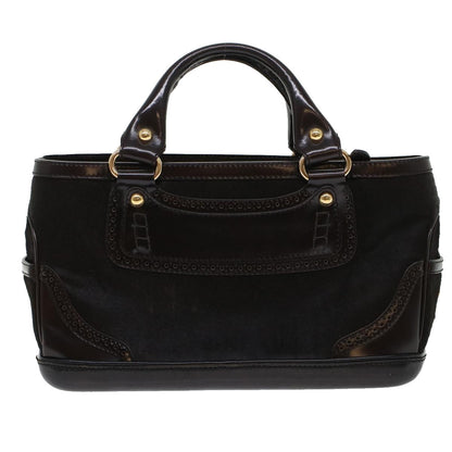 Luxury CELINE Hand Bag Enamel Harako Leather Dark Brown  45710