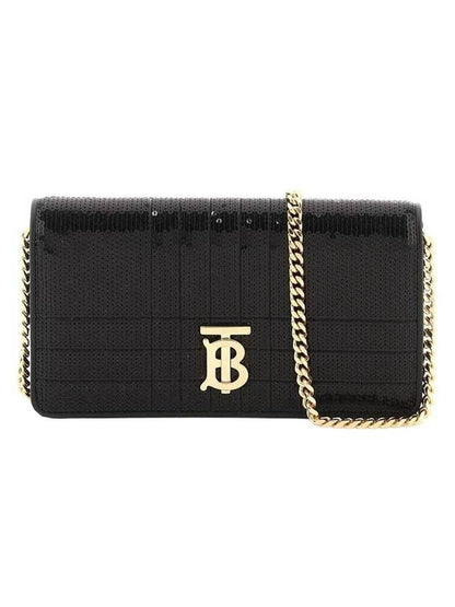 Luxury Burberry WoMen's Lola Sequin Chain Shoulder Bag Black