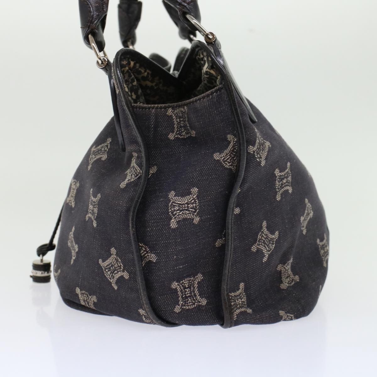 Luxury CELINE Paris Macadam Canvas Shoulder Bag Navy  45885