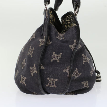 Luxury CELINE Paris Macadam Canvas Shoulder Bag Navy  45885