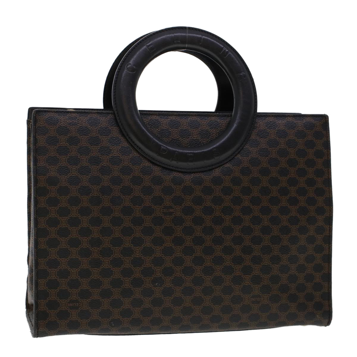Luxury CELINE Macadam Canvas Hand Bag PVC Leather Black  45906