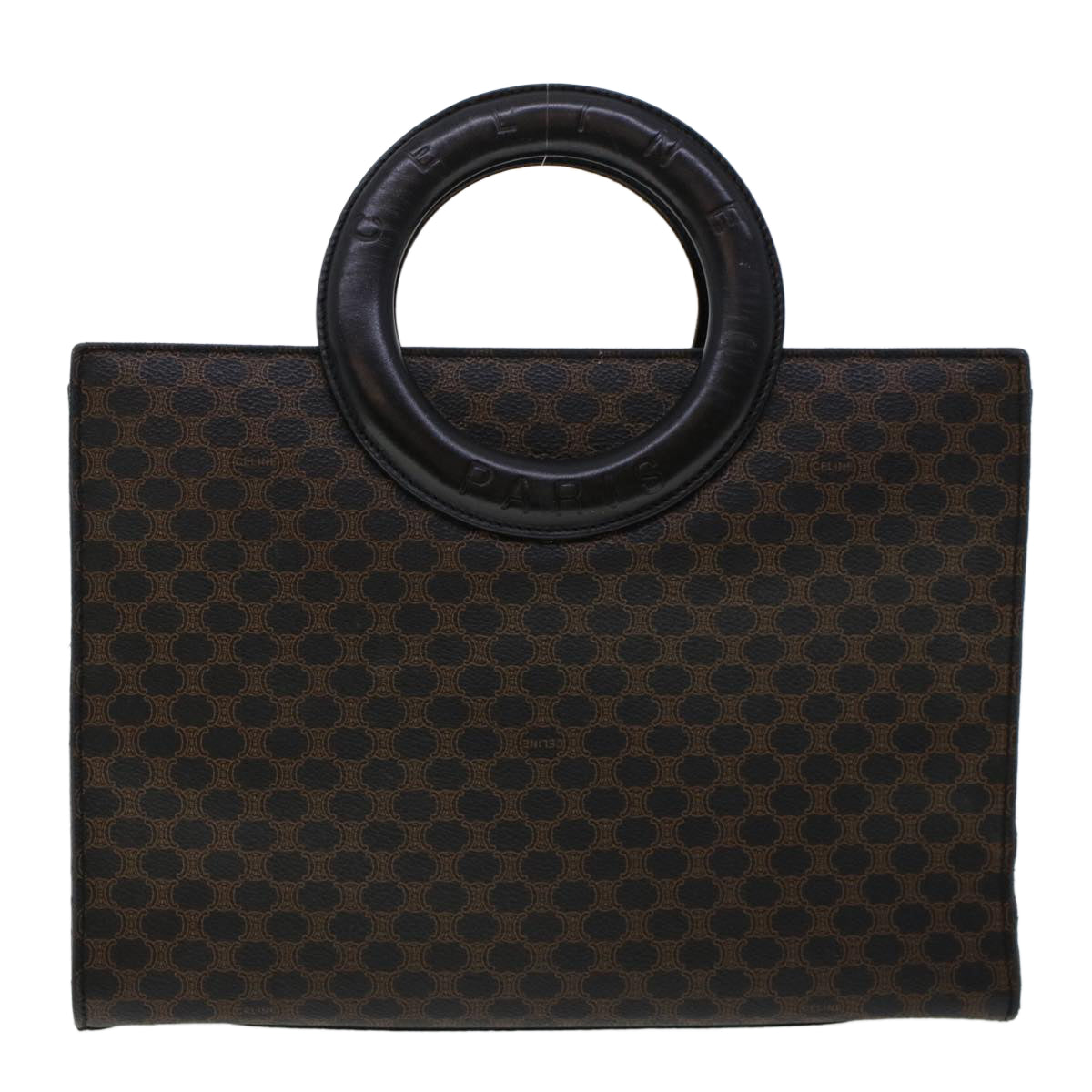 Luxury CELINE Macadam Canvas Hand Bag PVC Leather Black  45906