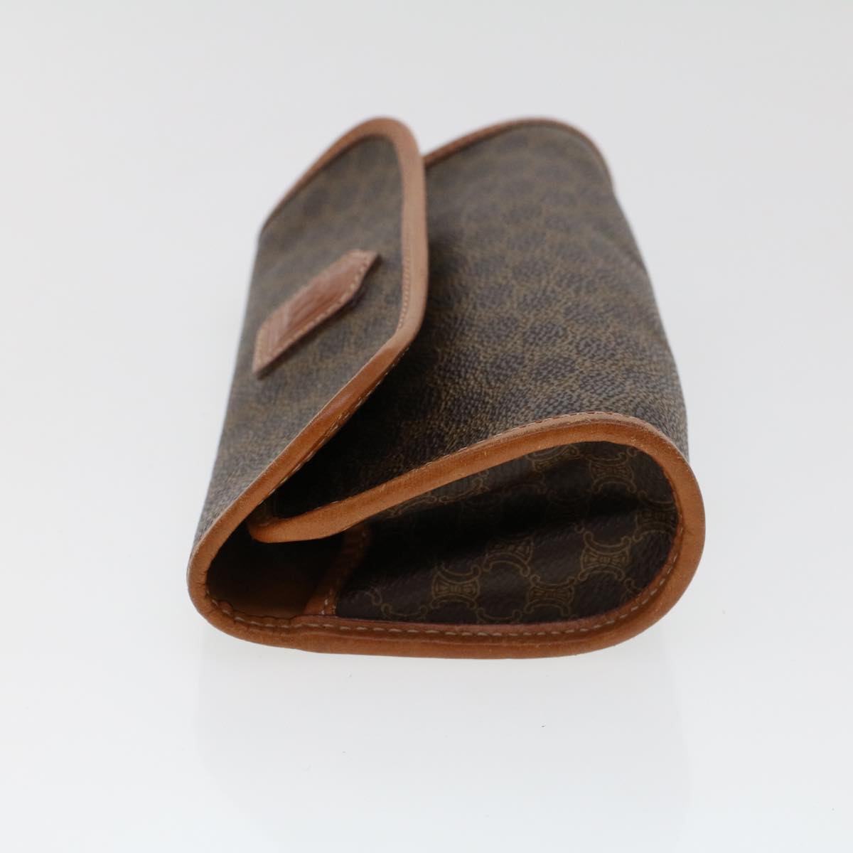 Luxury CELINE Macadam Canvas Pouch PVC Leather Brown  45910