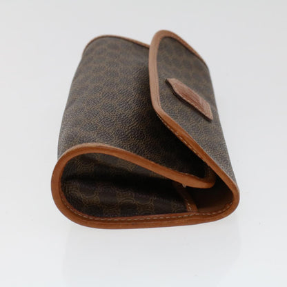 Luxury CELINE Macadam Canvas Pouch PVC Leather Brown  45910