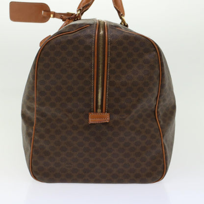 Luxury CELINE Macadam Canvas Boston Bag PVC Leather Brown  45969