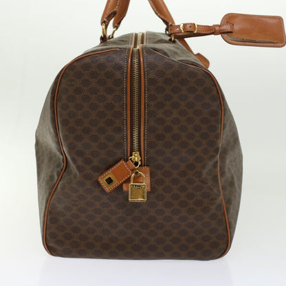 Luxury CELINE Macadam Canvas Boston Bag PVC Leather Brown  45969