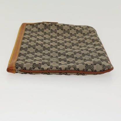 Luxury CELINE Paris Macadam Clutch Bag Canvas Leather Beige Brown  45981