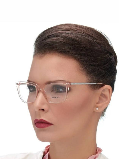 Luxury Burberry Eyewear Demo Square Horn-rimmed Eyeglasses Pink