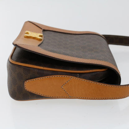 Luxury CELINE Macadam Canvas Shoulder Bag PVC Leather Brown  46305