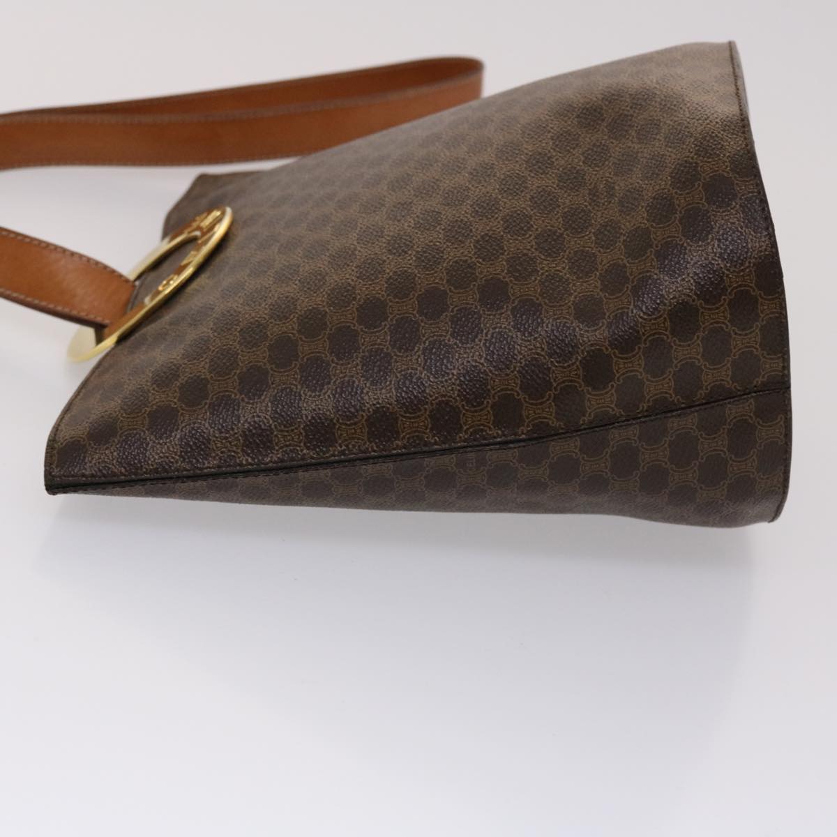 Luxury CELINE Macadam Canvas Hand Bag PVC Leather Brown  46307