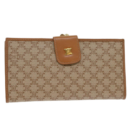 Luxury CELINE Macadam Canvas Long Wallet Beige  46361