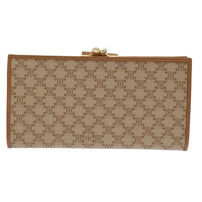 Luxury CELINE Macadam Canvas Long Wallet Beige  46361