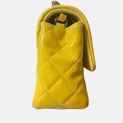 Chanel Classic Flap Rectangular Mini Yellow Patent Leather Silver HW, 2014-2015