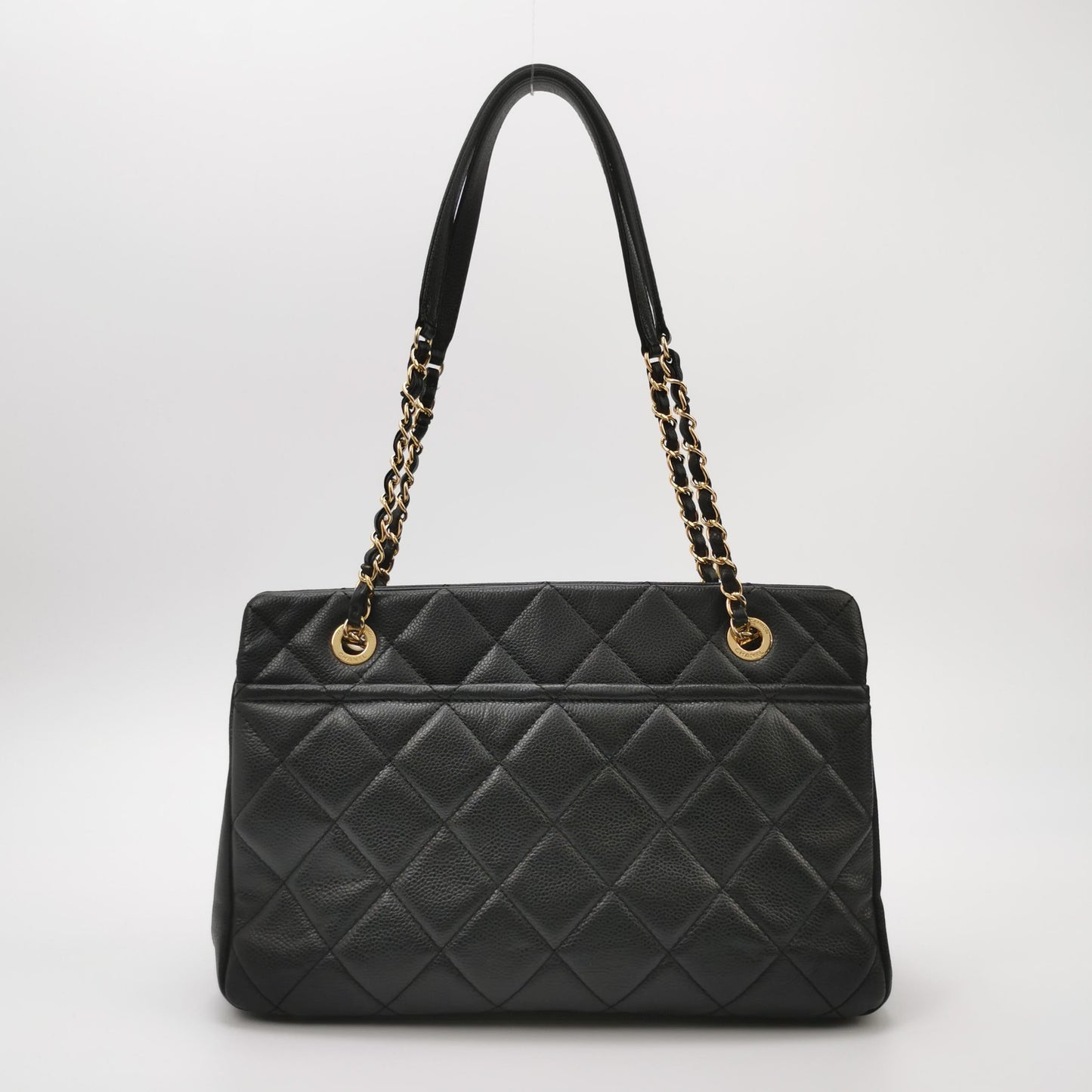 Chanel PST Petite Shopping Tote Black Caviar Leather CC Logo Gold Hardware 2012-13