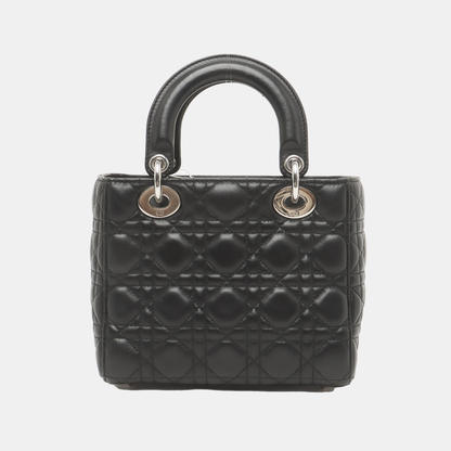 Lady Dior Small My Abcdior Black Lambskin Leather Silver Hardware