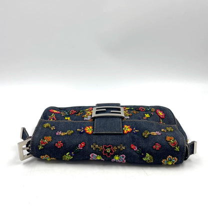 Fendi Baguette Denim with Floral Beads 25 Anniversary Special Collection
